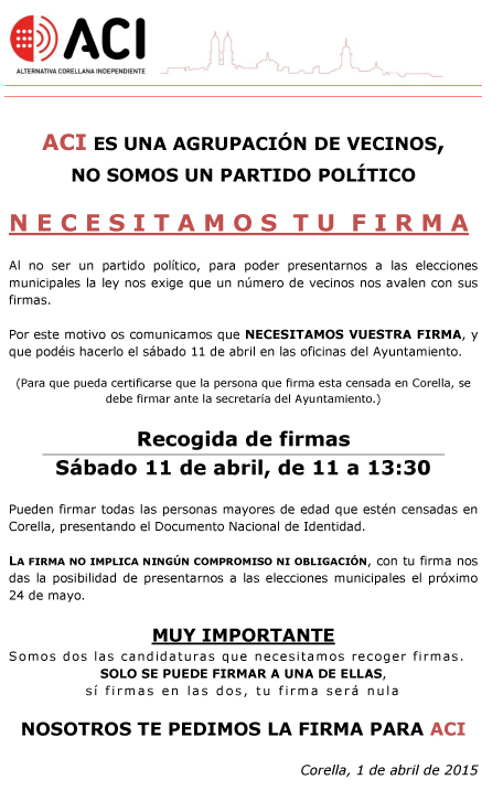 ACI_recogida de firmas_2015